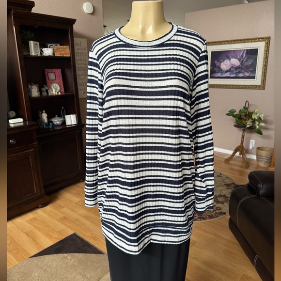 Azules black & white long sleeve lightweight sweater tunic-size L - Picture 1 of 9